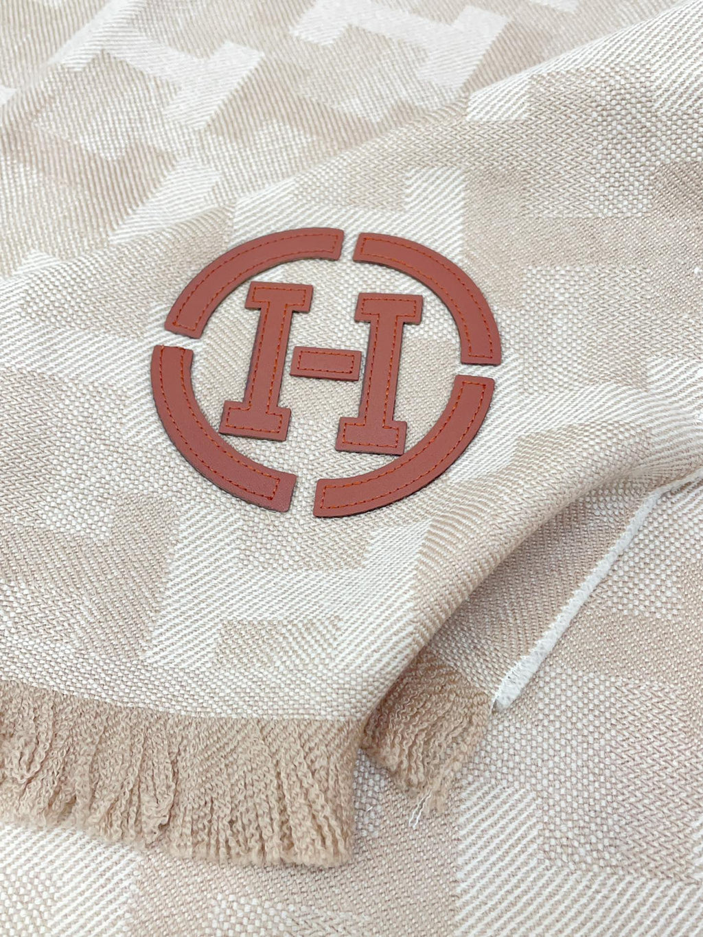 SCARF 200 CM IN TAN BROWN MONOGRAM CASHMERE
