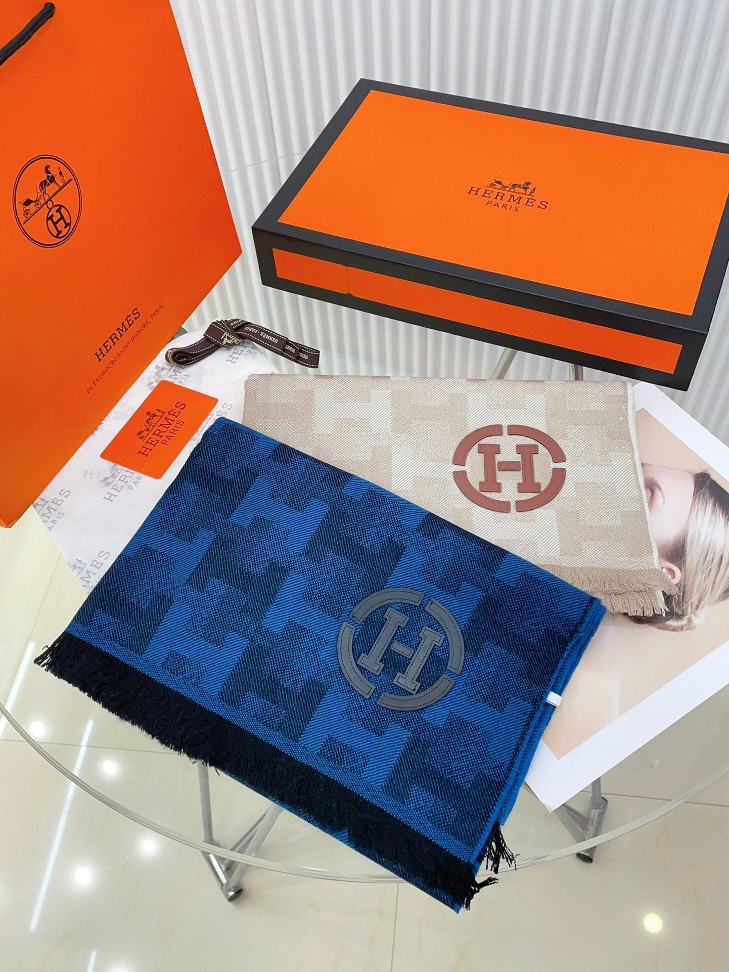 SCARF 200 CM IN TAN BROWN MONOGRAM CASHMERE