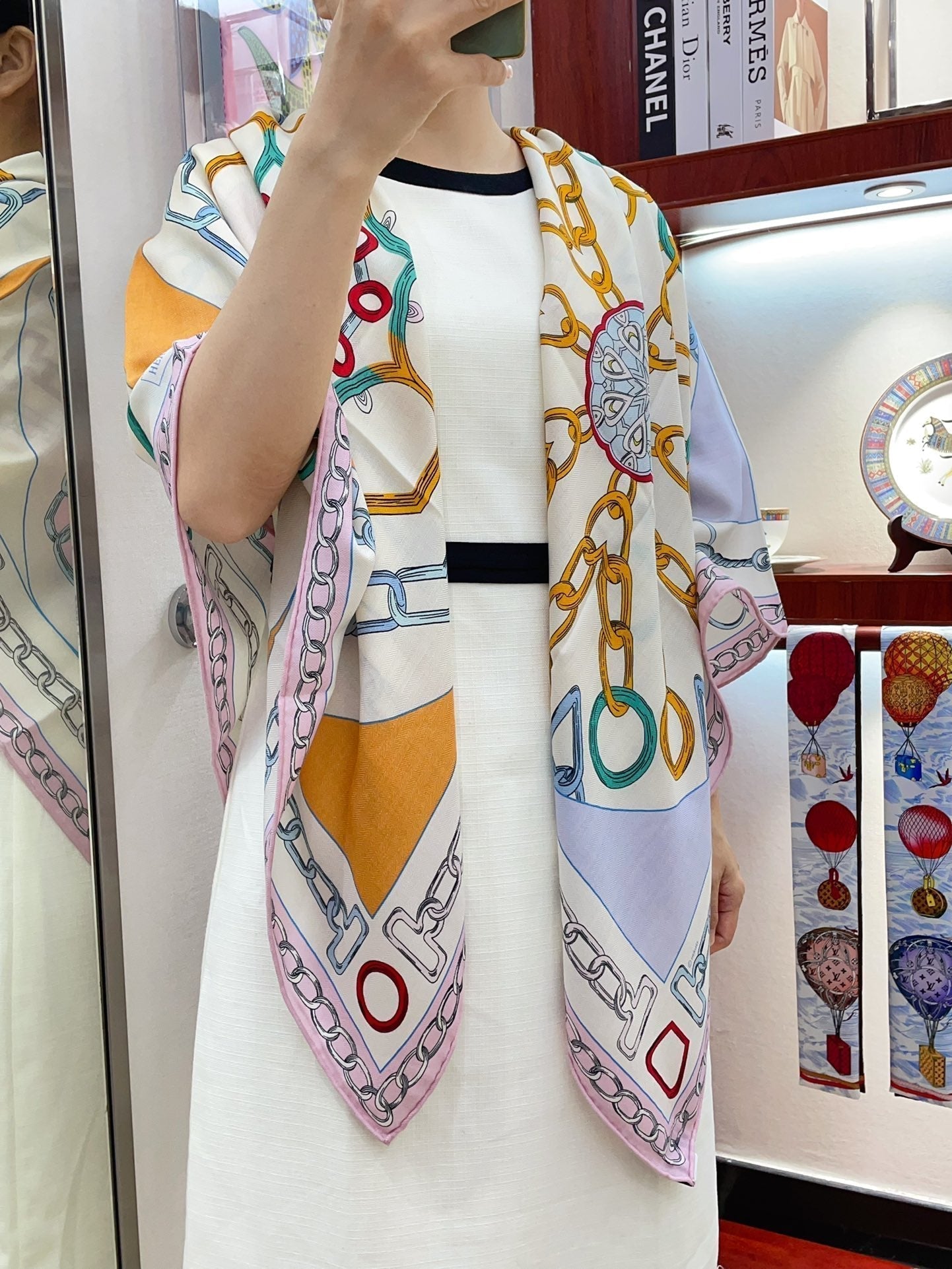 Effet Kaleidoscope Shawl 135 CM In Colorful Cashmere And Silk 382607
