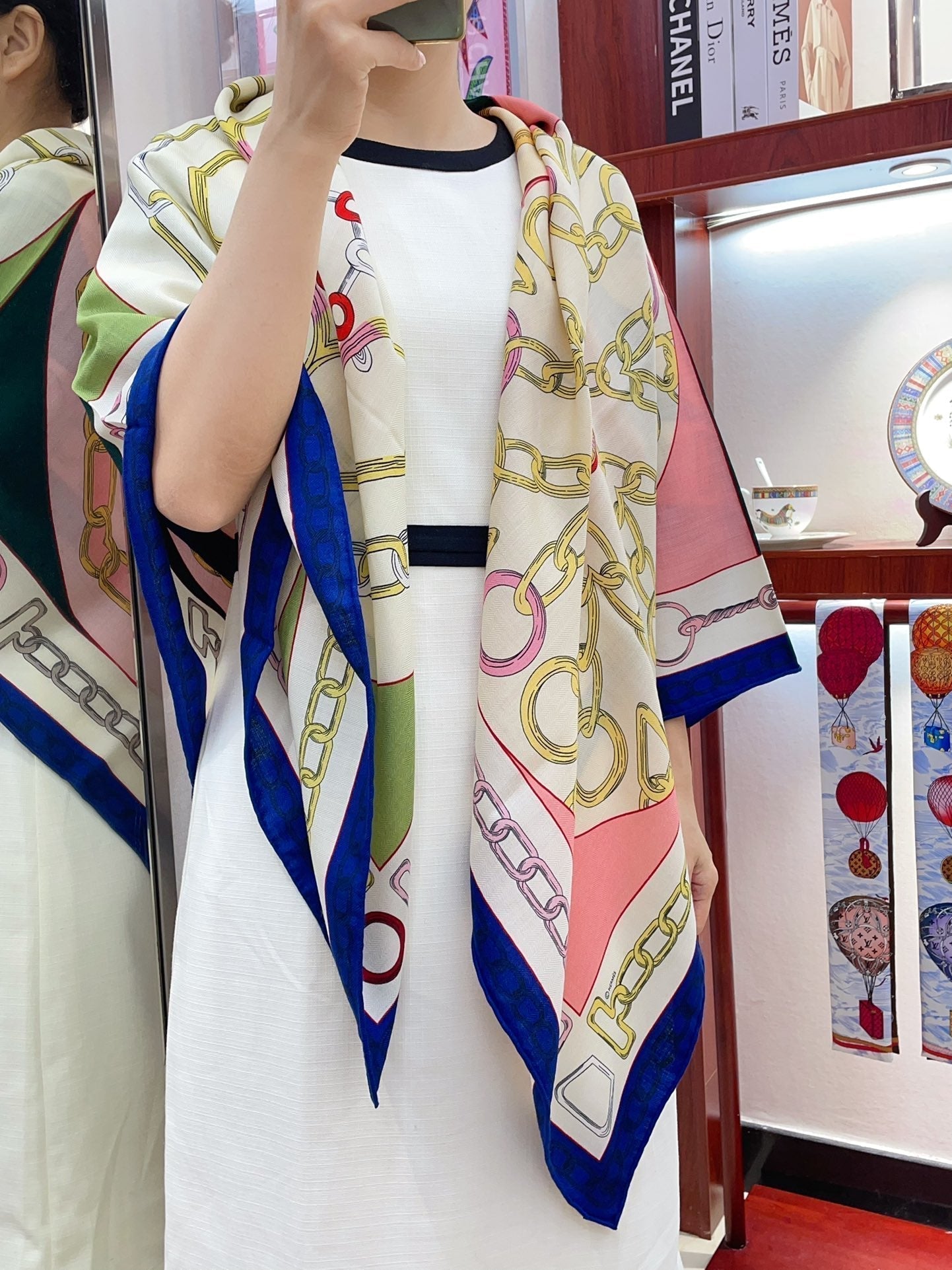 Effet Kaleidoscope Shawl 135 CM In Colorful Cashmere And Silk 382608