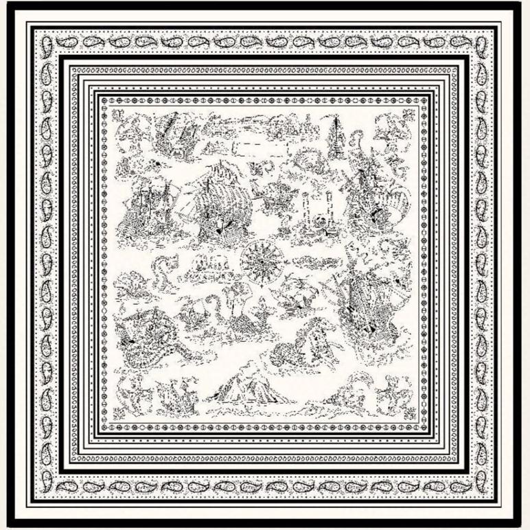 TATOUAGES MARINS BANDANA SHAWL 135 CM COLORFUL 385442