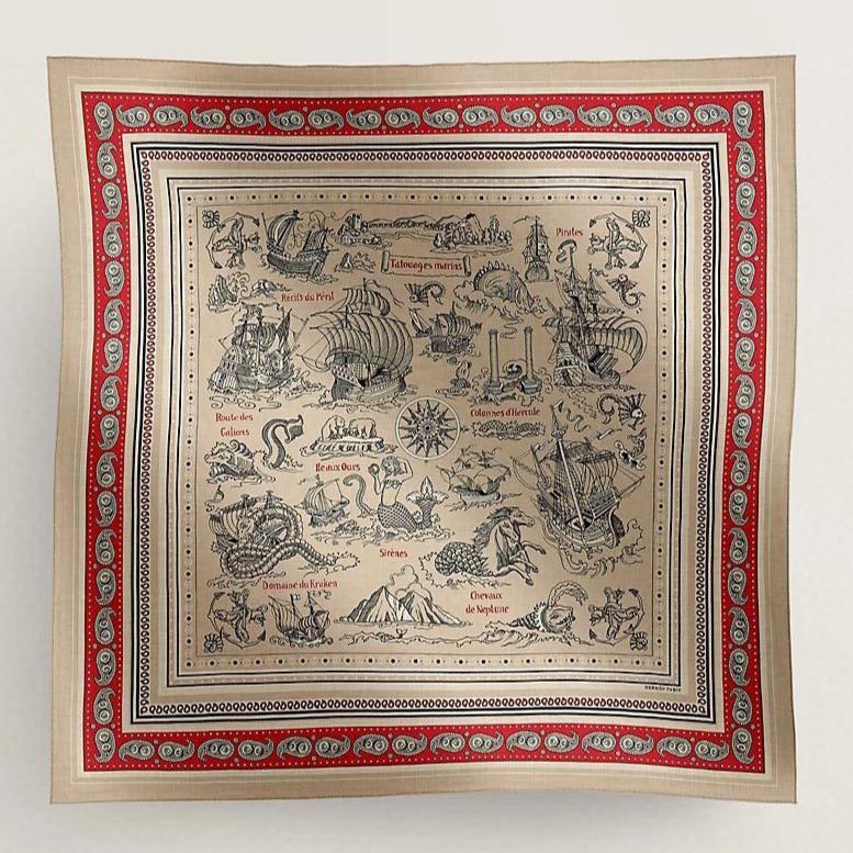 TATOUAGES MARINS BANDANA SHAWL 135 CM COLORFUL 385444