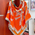 Choregraphie Equestre Pareo Scarf 140 CM Orange Colorful Cashmere And Silk 393170