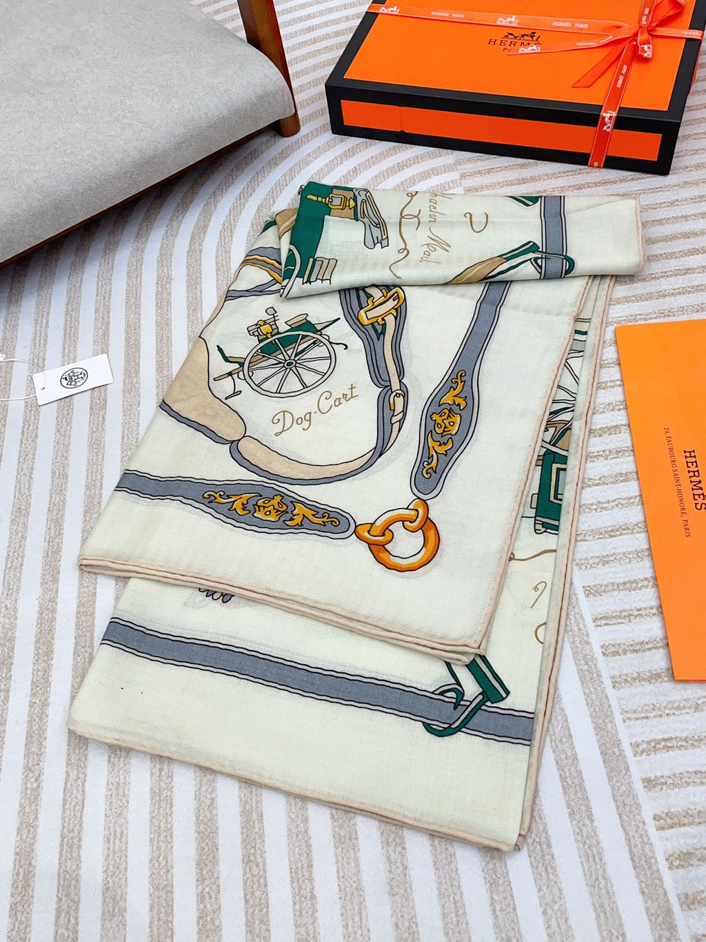 Palonniers Scarf 140 CM White Colorful Cashmere And Silk 401162