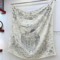 Flagship Scarf 135 CM White Grey Cashmere And Silk 402078