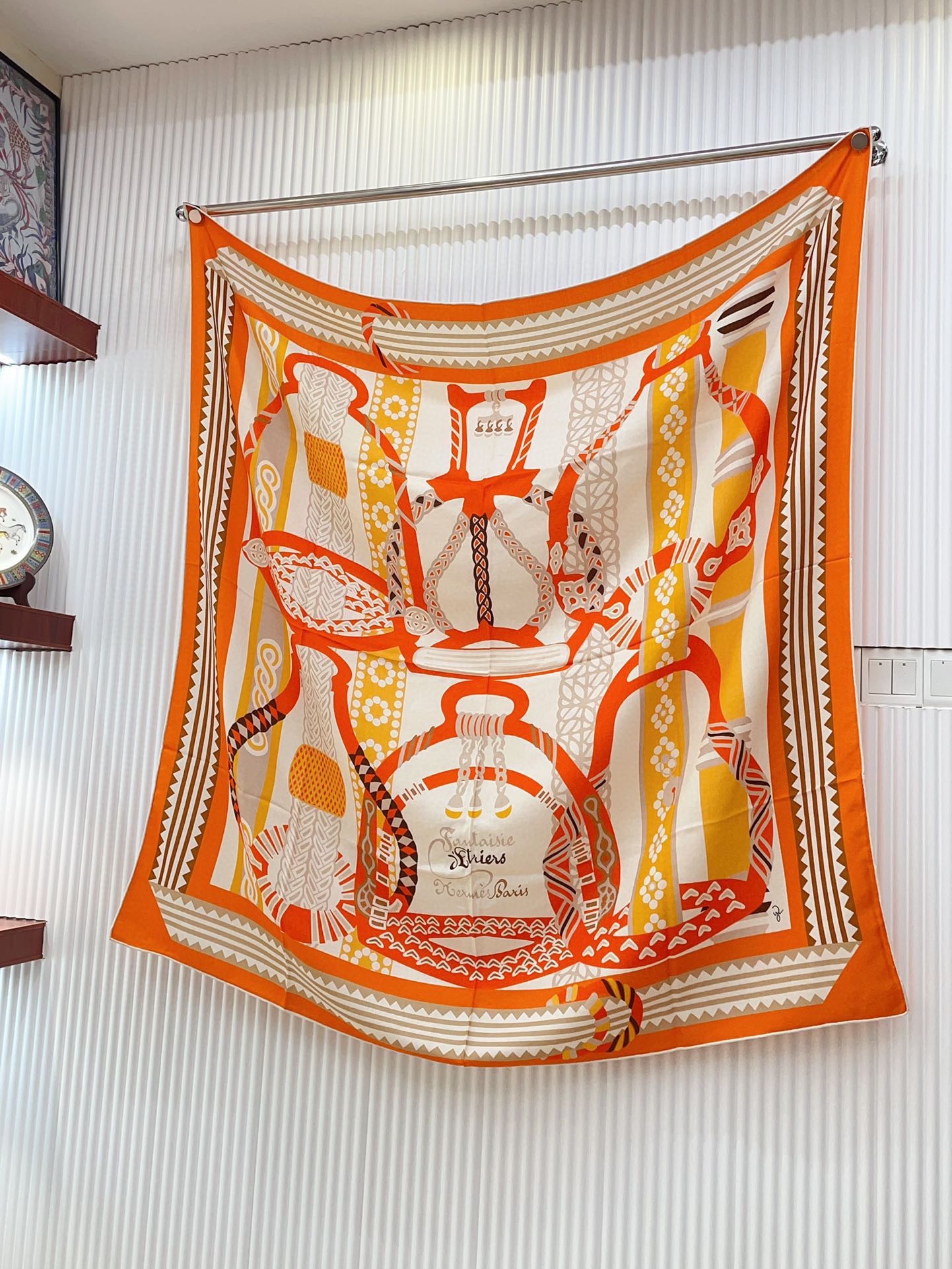 Fantaisie d'Etriers Shawl 135 CM Orange Colorful Cashmere And Silk 402081
