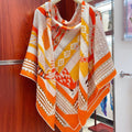 Fantaisie d'Etriers Shawl 135 CM Orange Colorful Cashmere And Silk 402081
