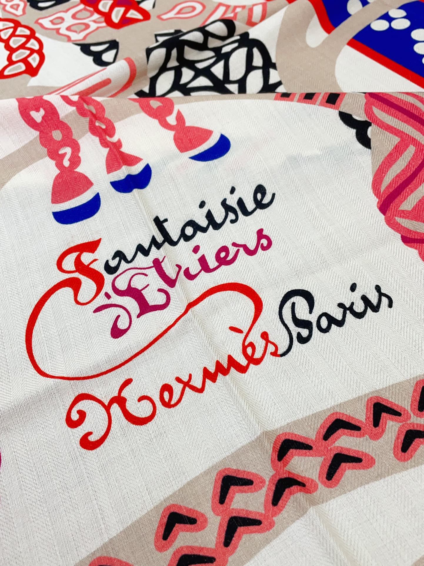 Fantaisie d'Etriers Shawl 135 CM Pink Colorful Cashmere And Silk 402082