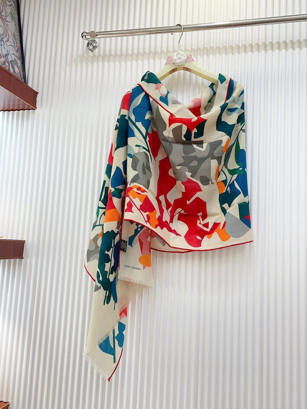 Scarf 180 CM Red Colorful Mashmere And Silk 403885