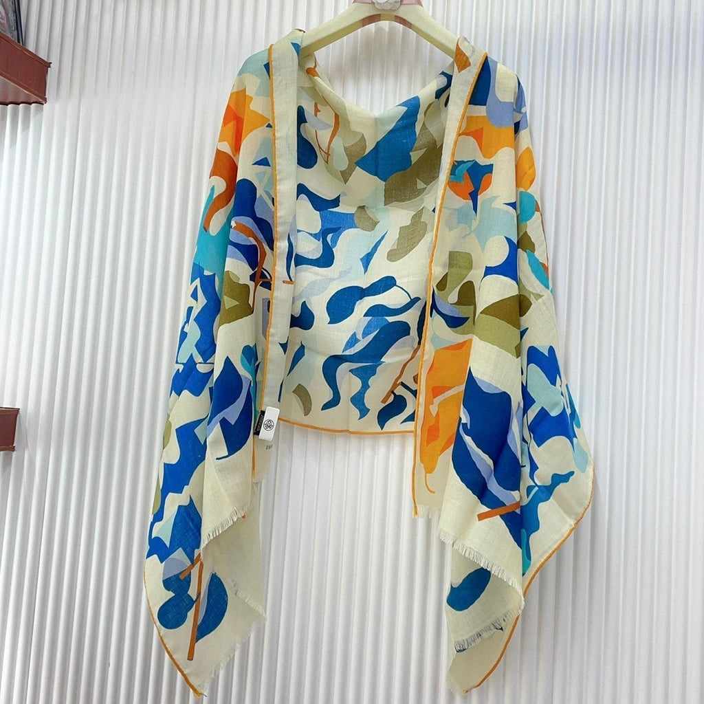 Scarf 180 CM White Colorful Mashmere And Silk  403887