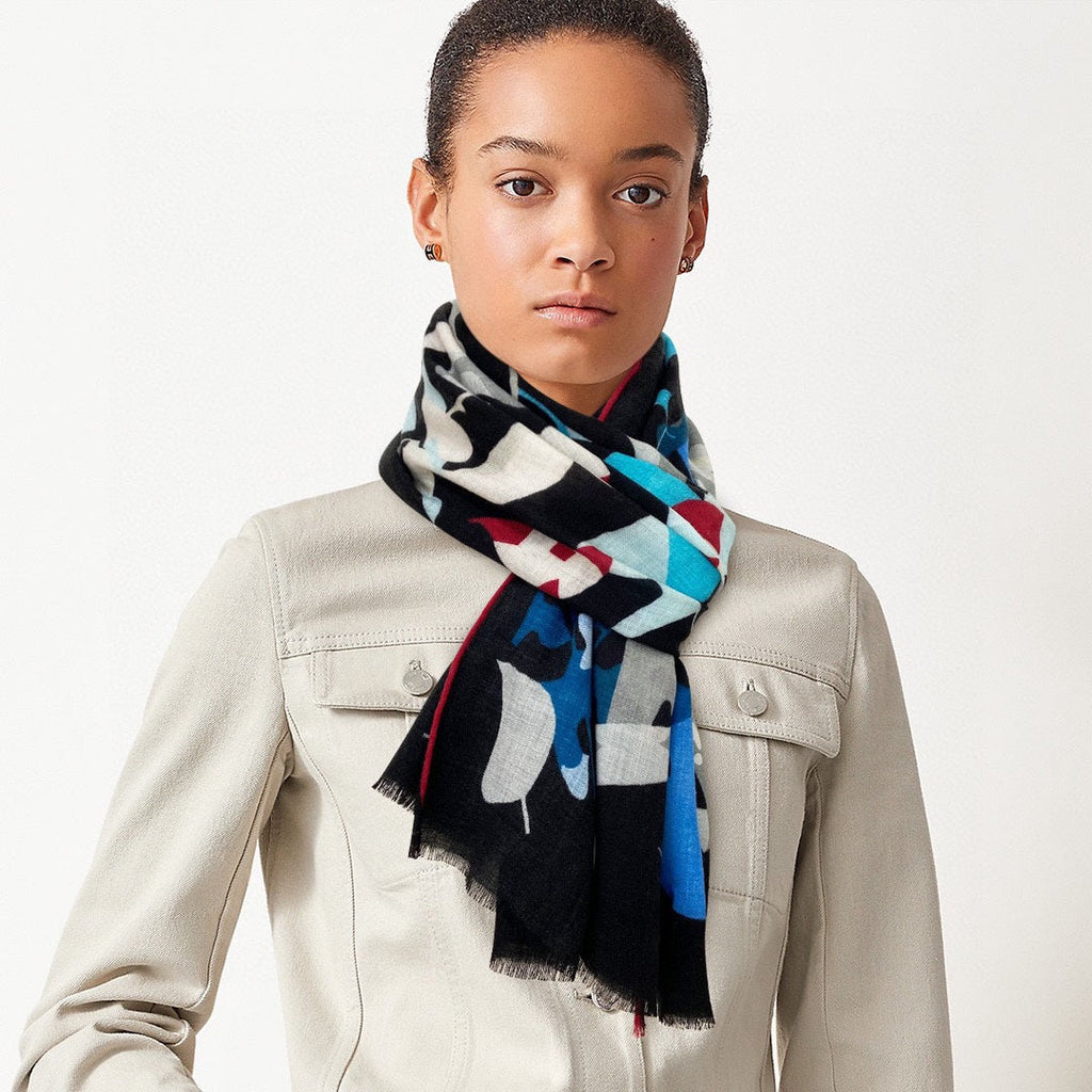 Scarf 180 CM Black Colorful Mashmere And Silk  403888