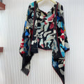 Scarf 180 CM Black Colorful Mashmere And Silk  403888