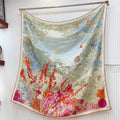 Square Scarf 140CM In Light Blue Colorful Cashmere And Silk