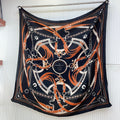 Square Scarf 140CM Black Mix Orange White Cashmere And Silk