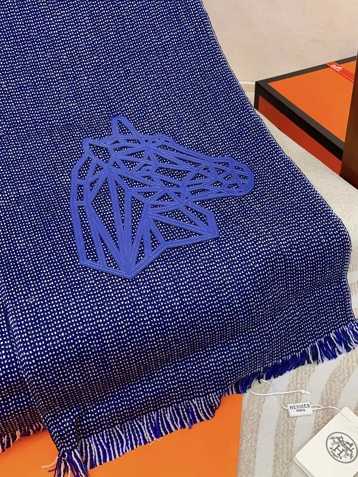 Scarf 200 CM Blue Thick Knit Fabric