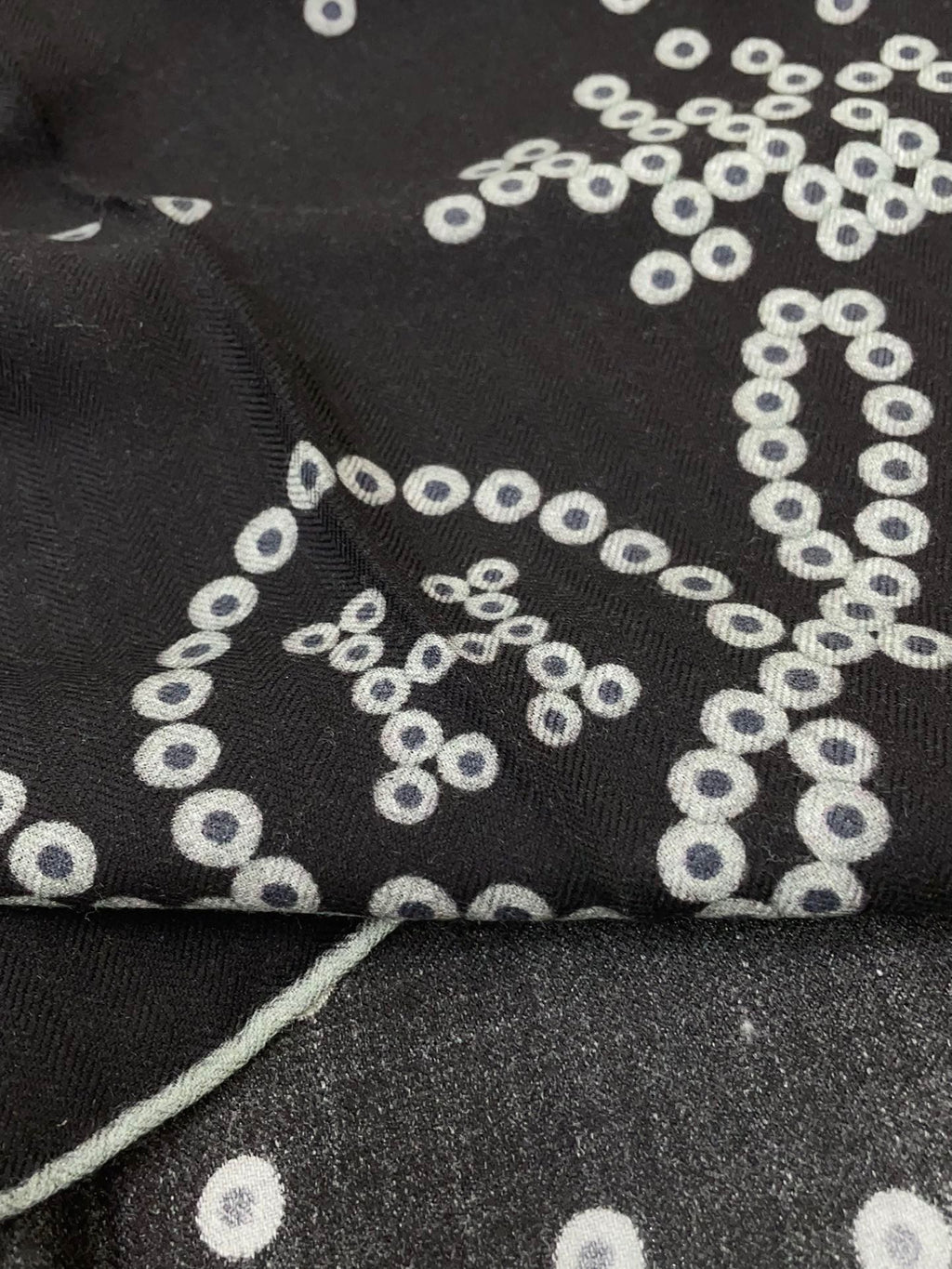 Cheval De Legende Scarf 140 CM Charcoal Blue Pattern Cashmere And Silk