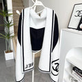CC Scarf 195 CM White Mix Black Cashmere And Wool 418442