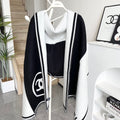 CC Scarf 195 CM Black Mix White Cashmere And Wool 418443