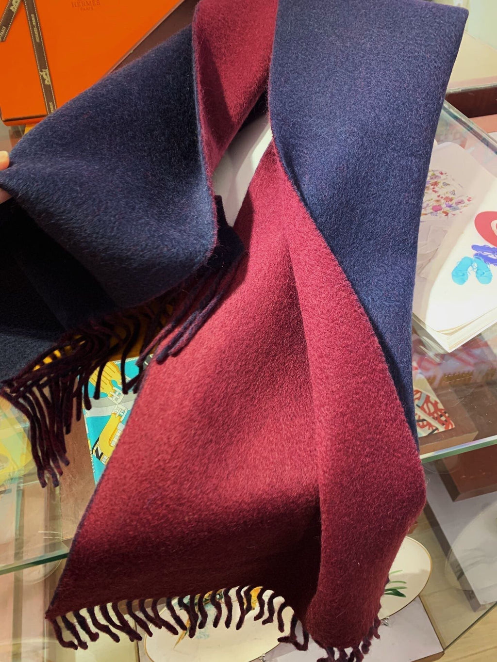 Scarf 200 CM In purple Black Mix Red Cashmere 394773