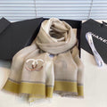 CC Scarf 200 CM In Light Brown Yellow Mix White Ivory Cashmere 413836