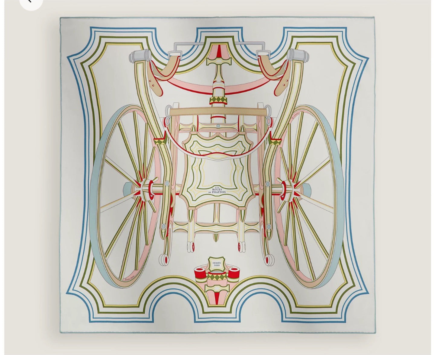 HM Les Roues de Phaeton Scarf 140x140cm Blue White Silk Cashmere 269476