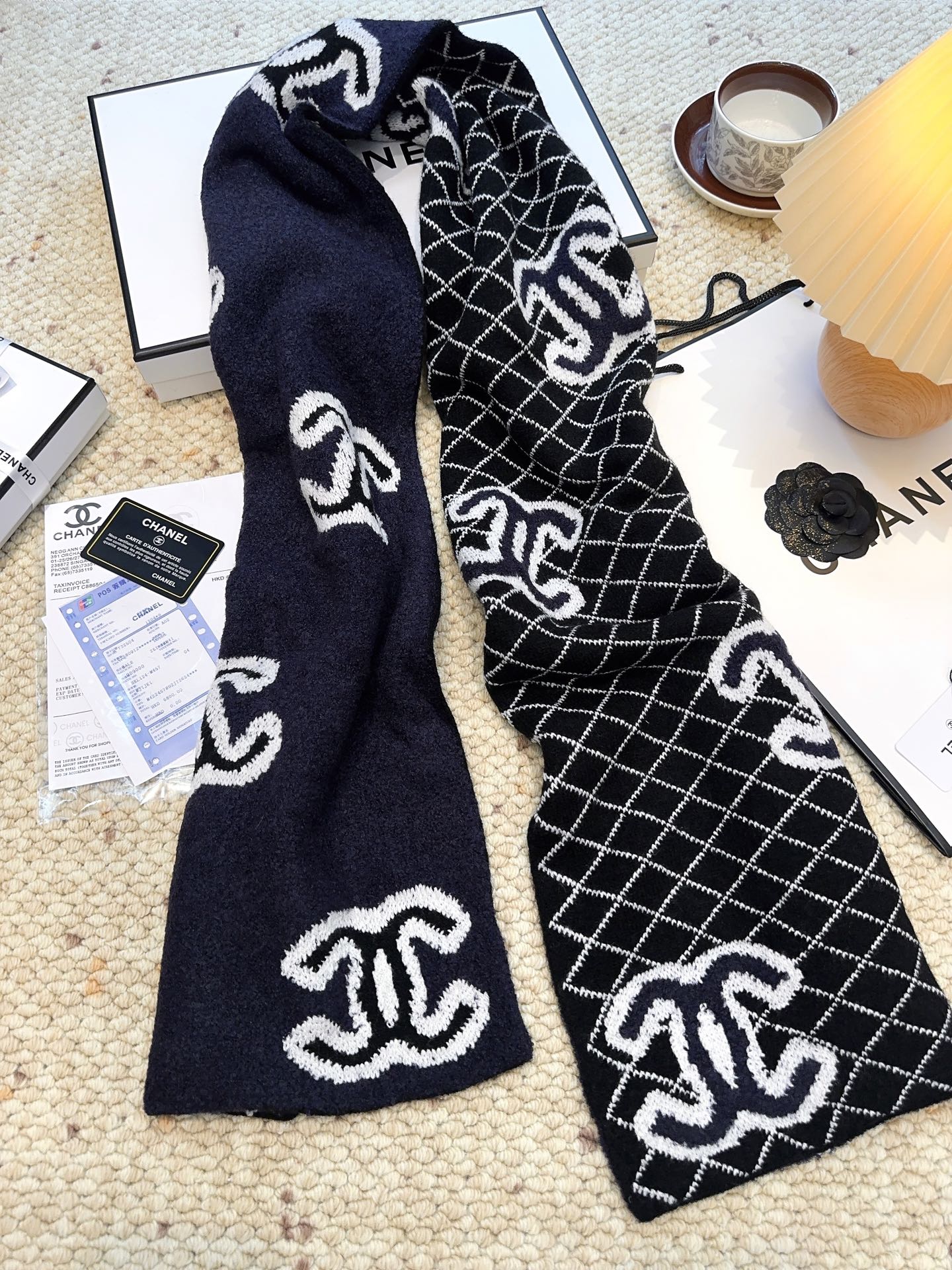 CC 25 Scarf 190cm Black Wool 968578