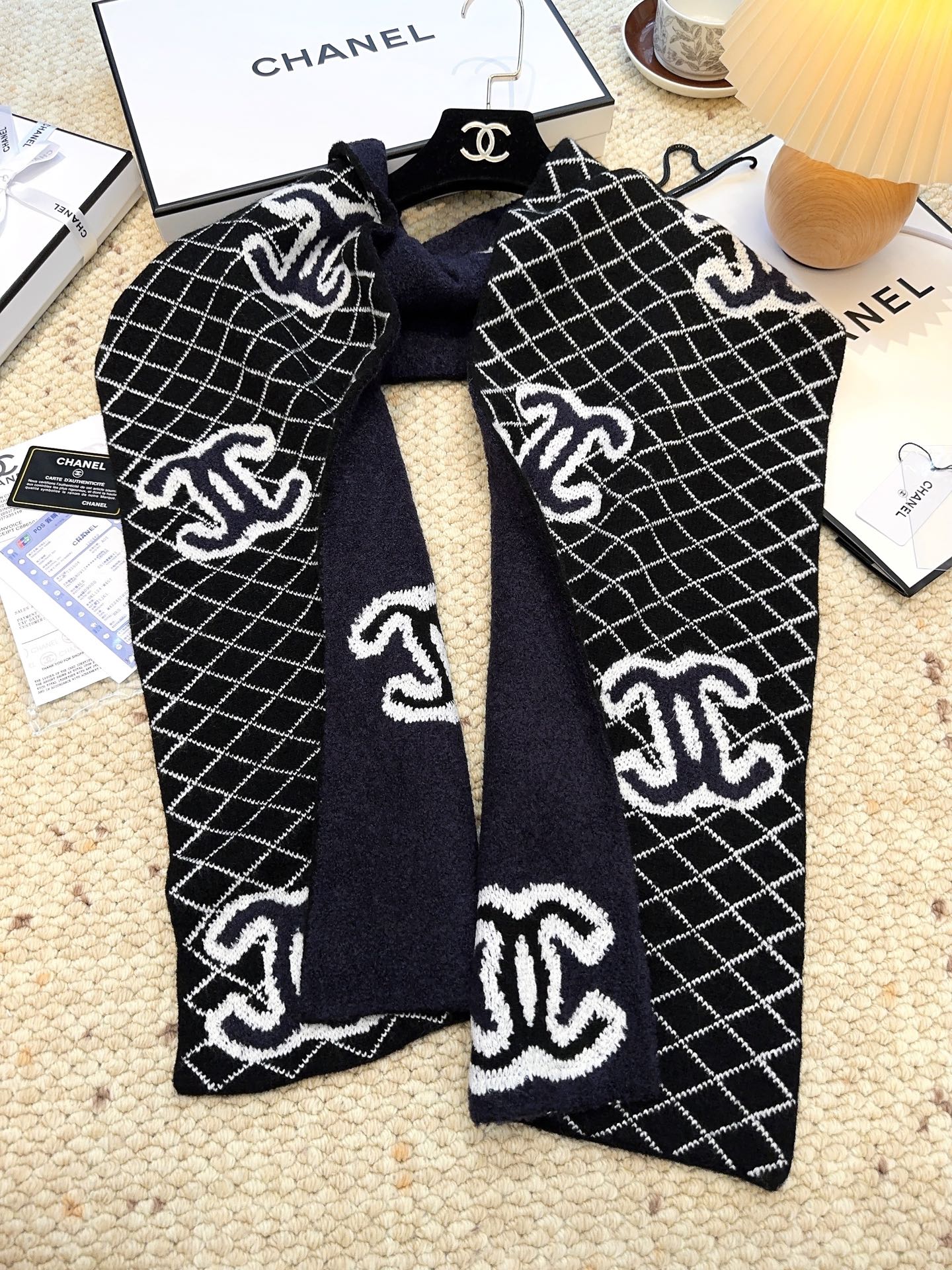 CC 25 Scarf 190cm Black Wool 968578
