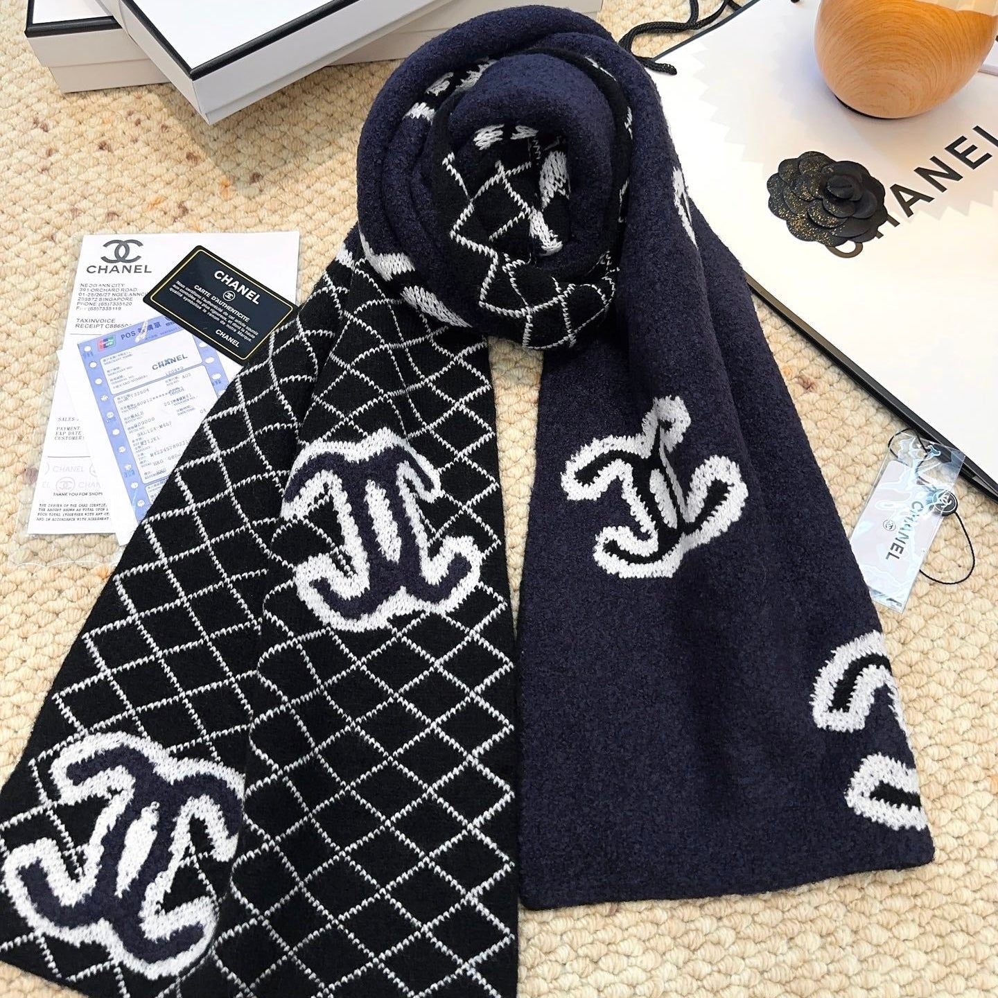 CC 25 Scarf 190cm Black Wool 968578