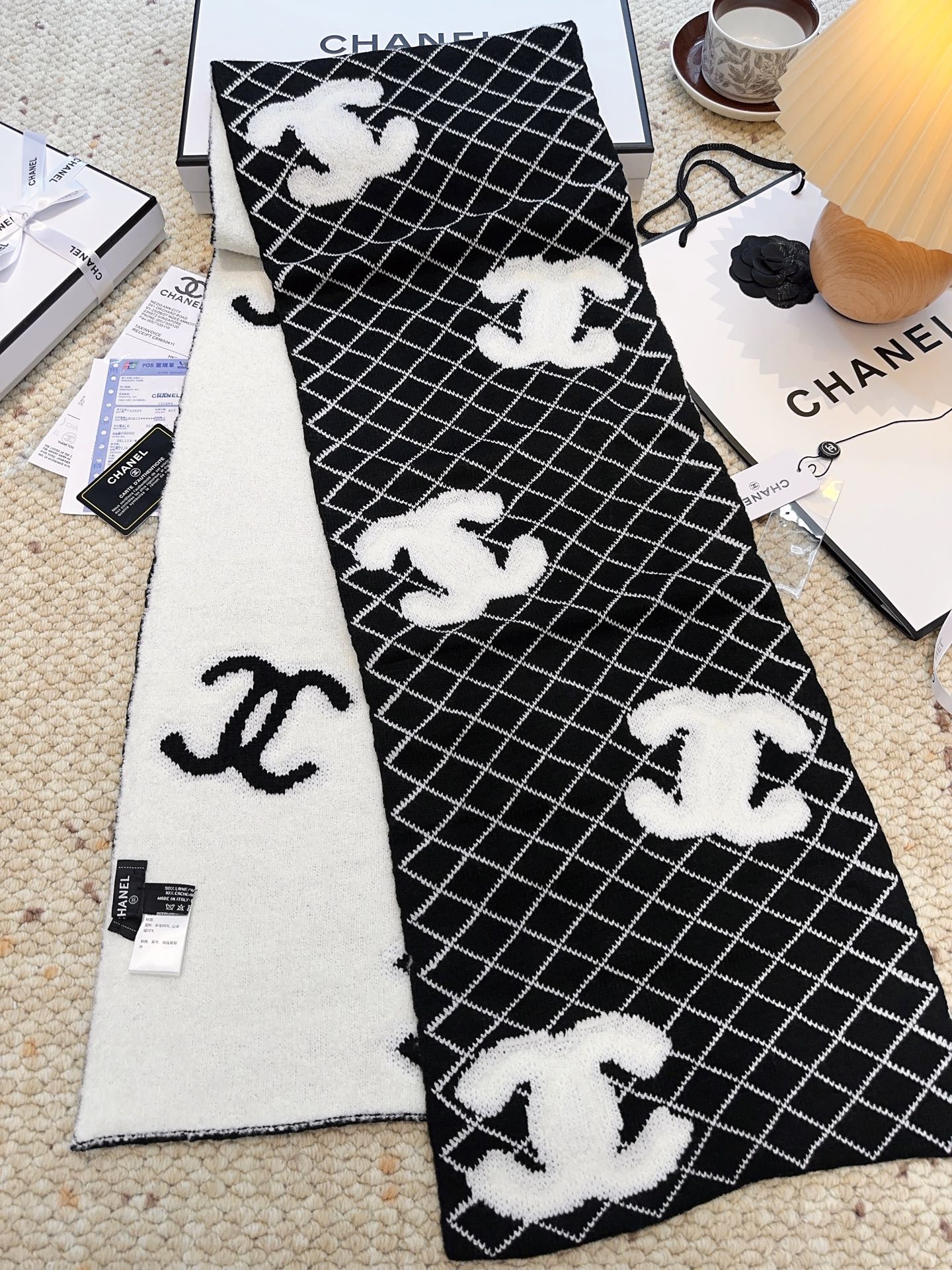 CC 25 Scarf 190cm Black Wool 968578