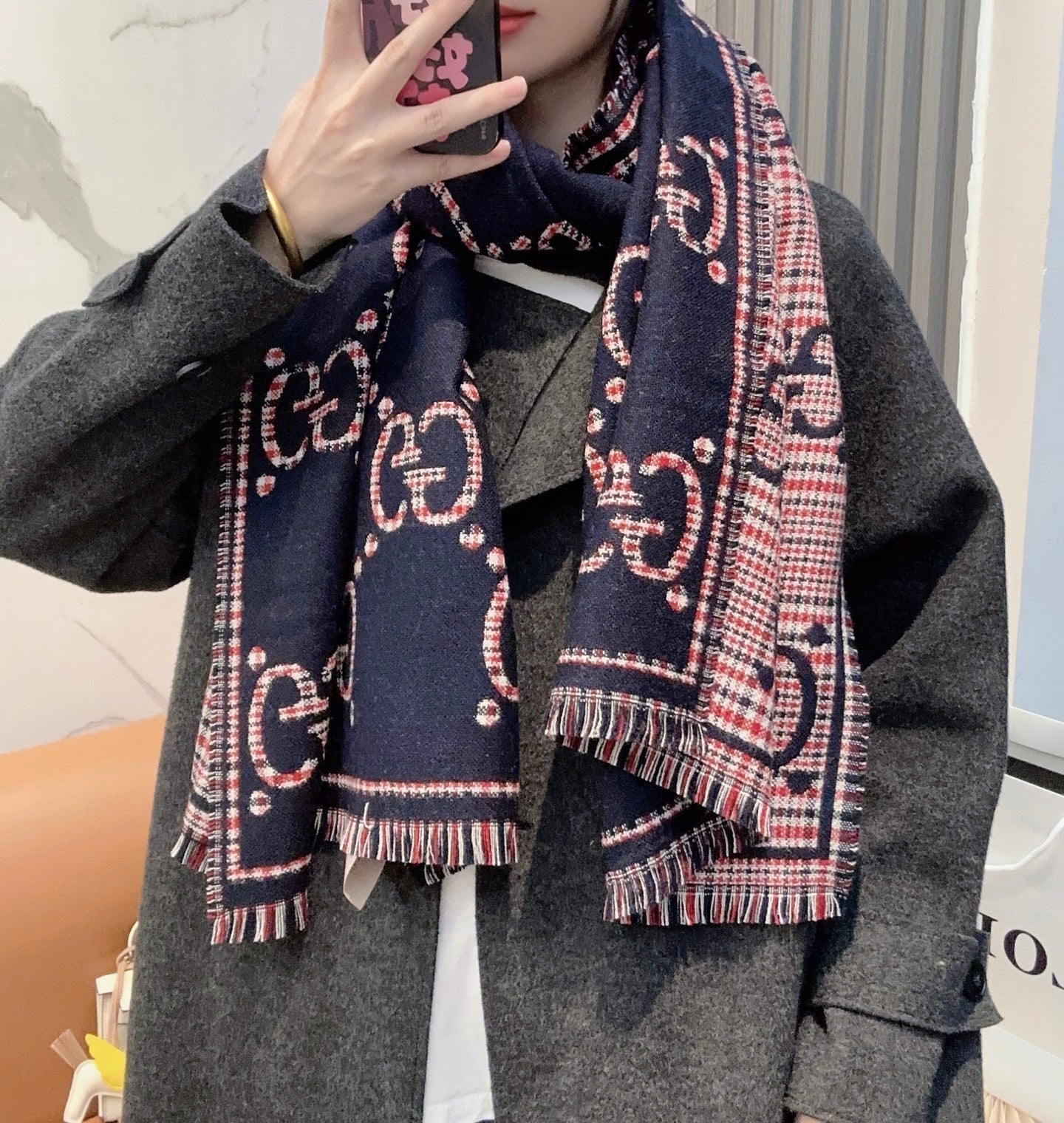 GG classic 180CM Navy Blue Red Wool 287940