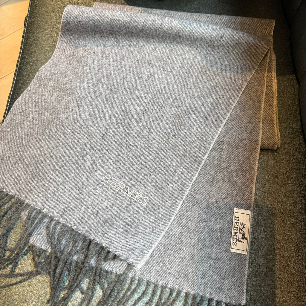 Scarf 190 CM Grey Wool Cashmere