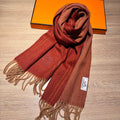 Scarf 200 CM In Brown Orange Cashmere