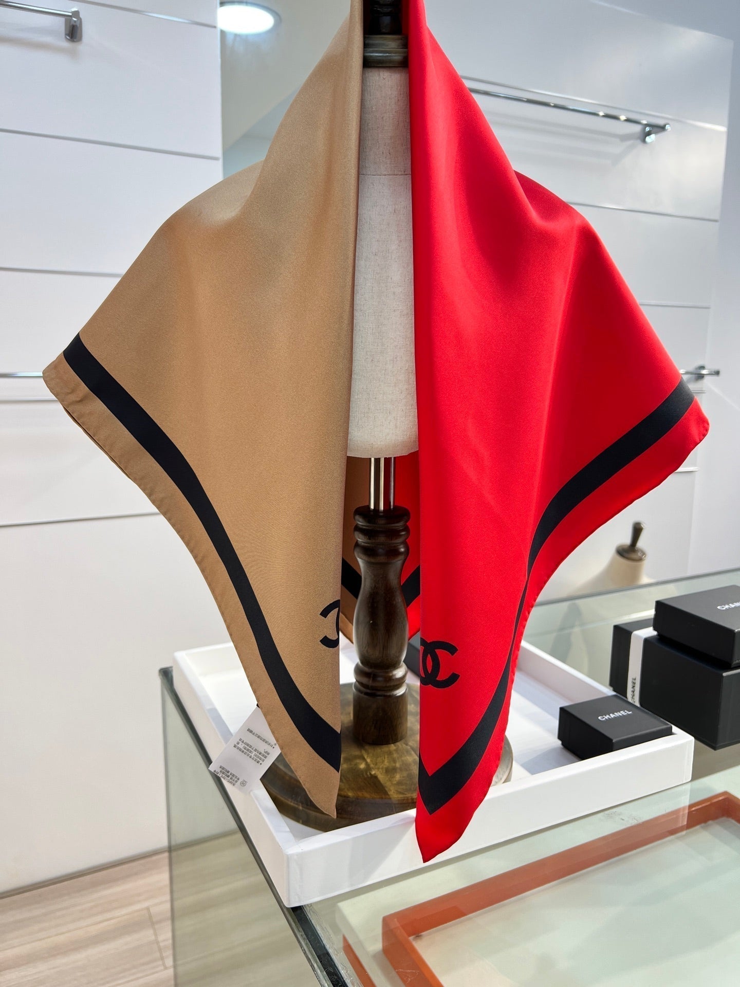 CC Scarf 90x90 Brown Red Silk Twill 204017