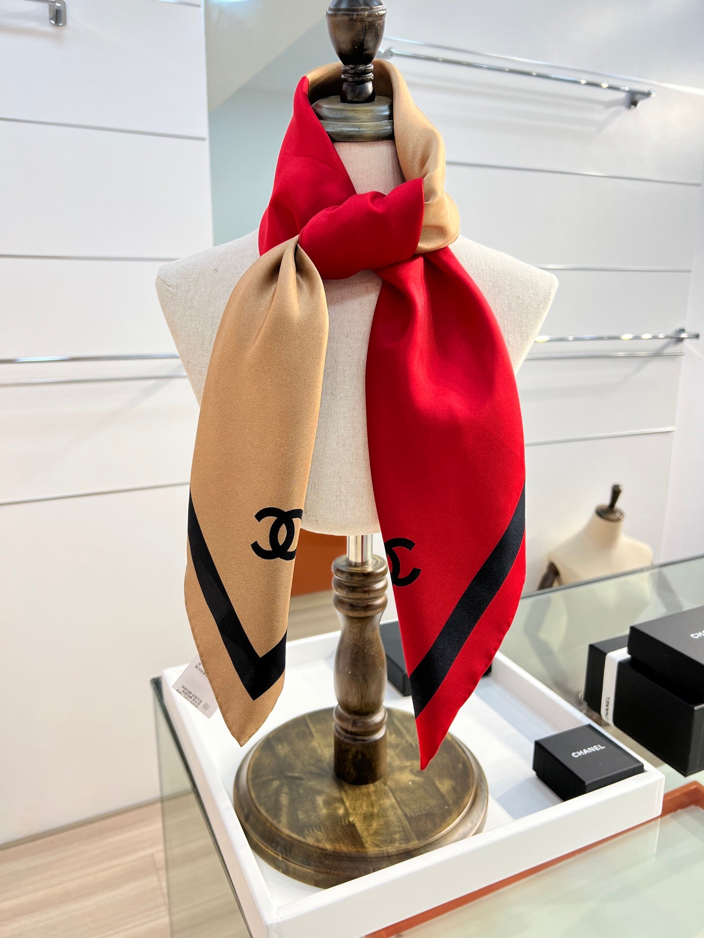 CC Scarf 90x90 Brown Red Silk Twill 204017