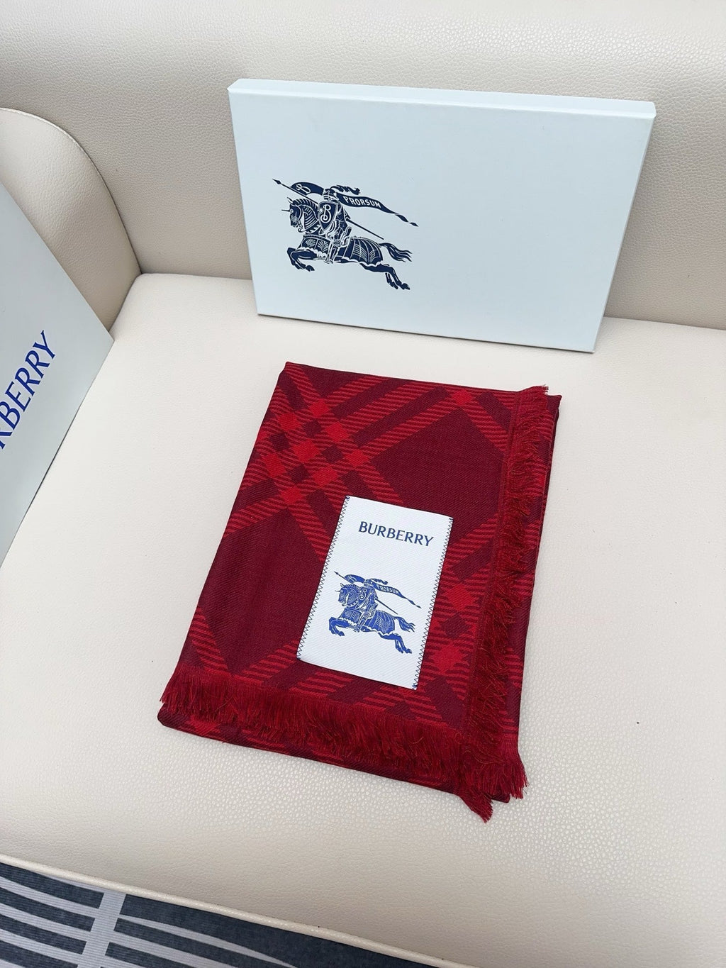 BBR Double-Sided Scarf 190CM Red Cashmere 293316