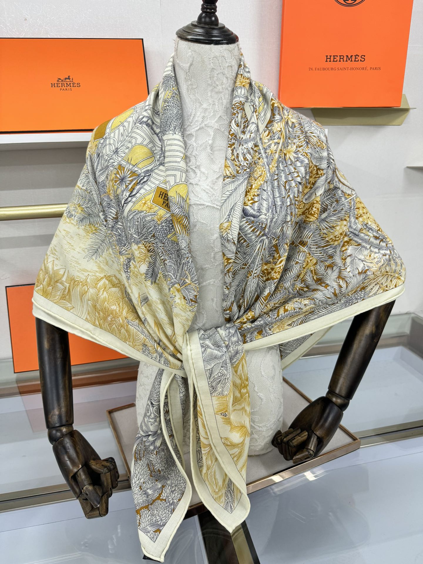 FAUBOURG TROPICAL SHAWL 140 CM IN COLORFUL CASHMERE AND SILK 379771