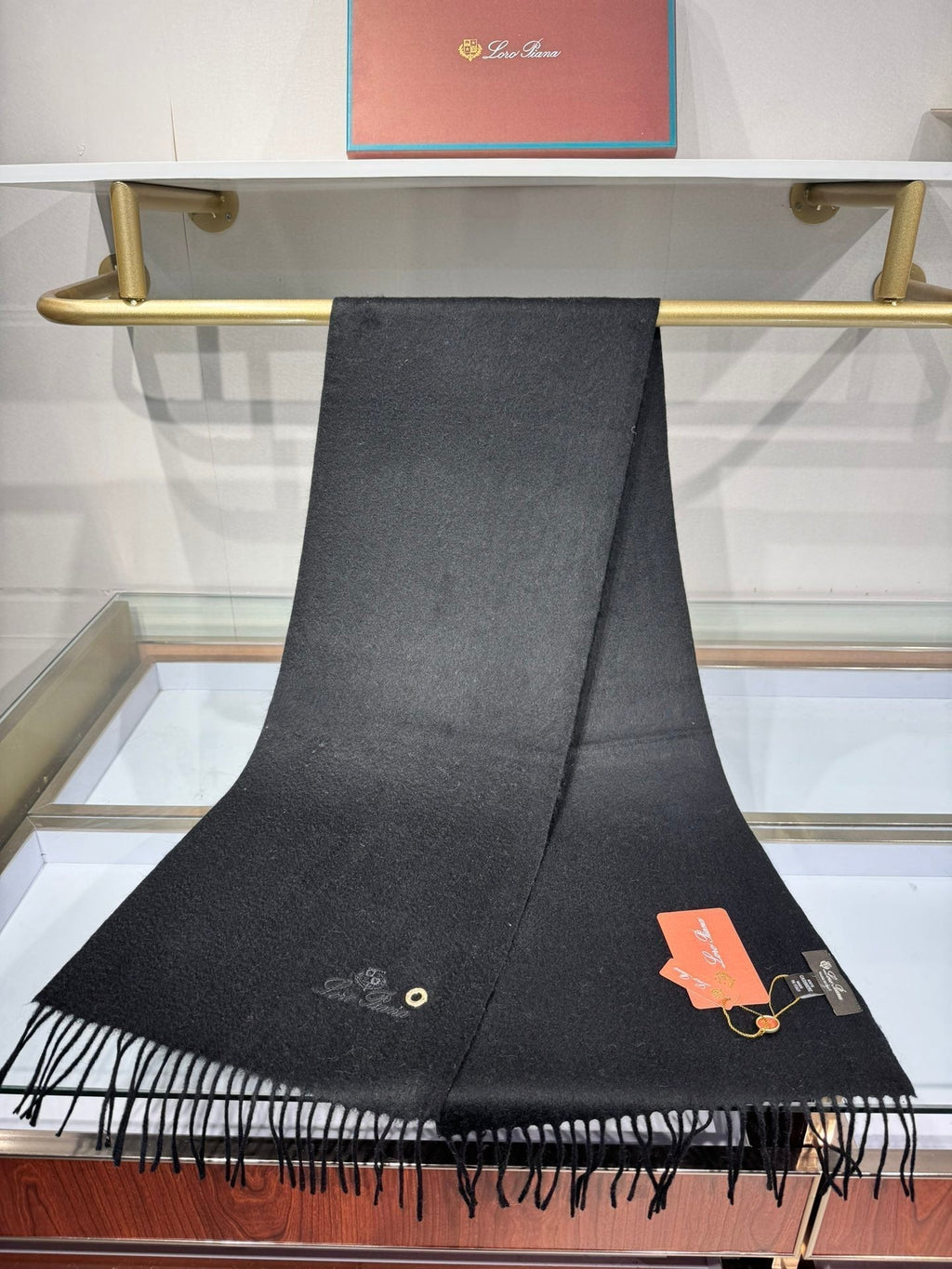 Loro Piana Long Scarf Black Cashmere 193712