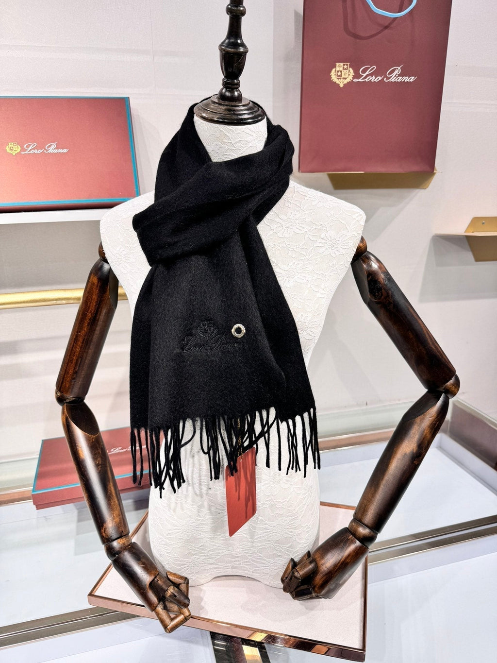 Loro Piana Long Scarf Black Cashmere 193712