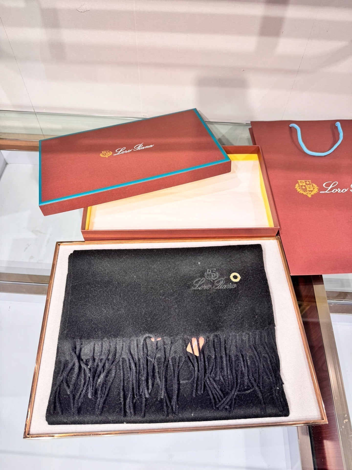 Loro Piana Long Scarf Black Cashmere 193712