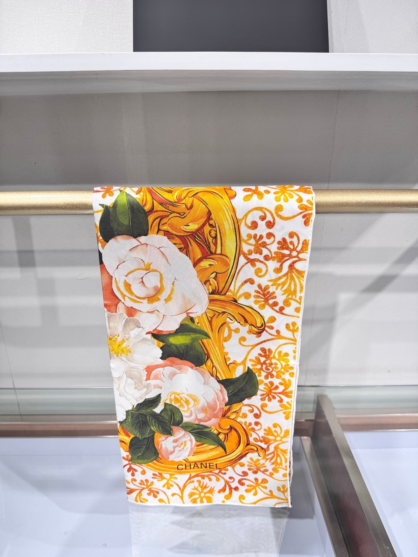 CC Bandana Scarf 90x90 Yellow White Silk Twill 204014