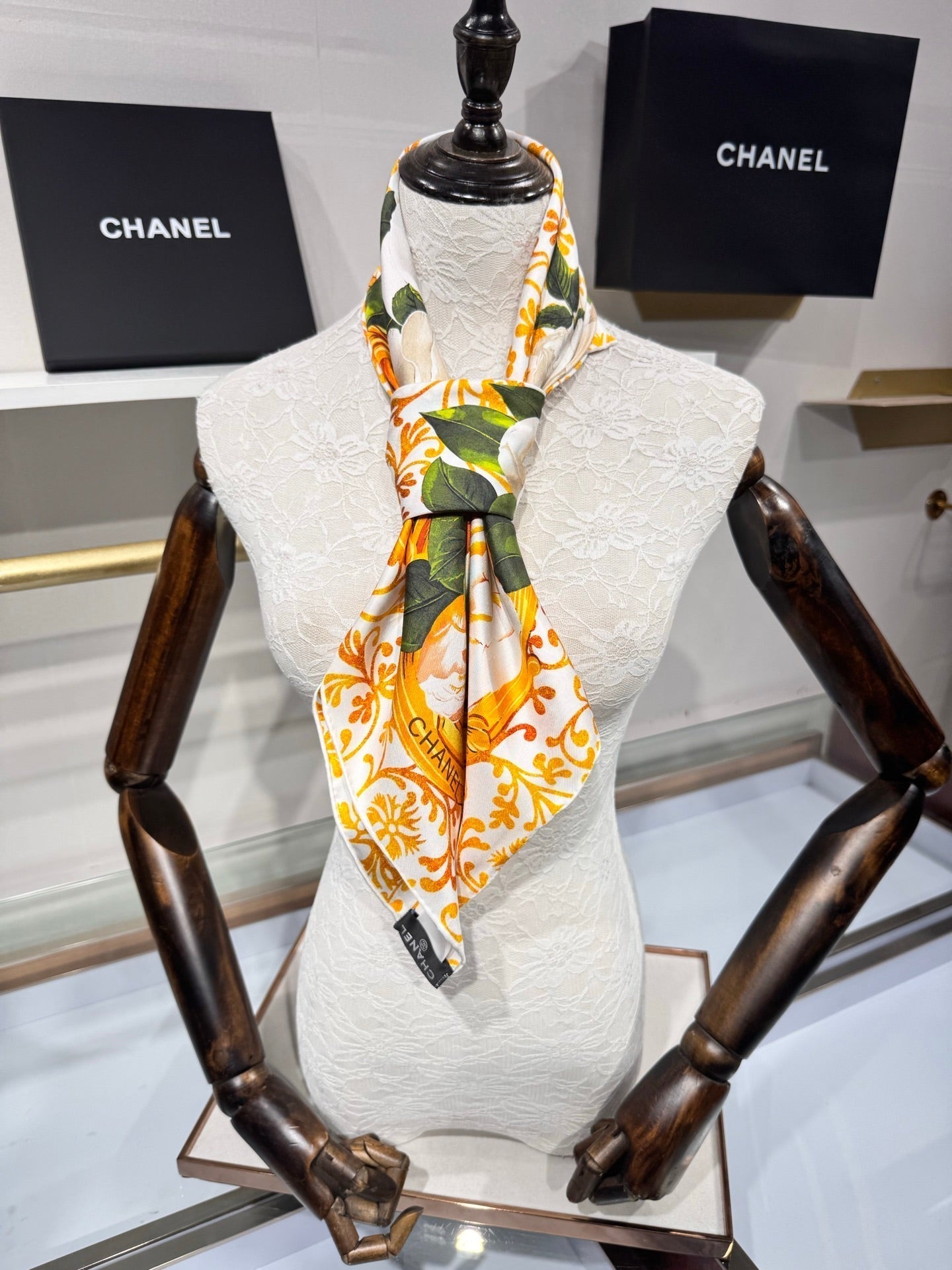 CC Bandana Scarf 90x90 Yellow White Silk Twill 204014