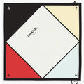 CC Scarf 90x90 White Ivory Red Black Silk Twill 204024