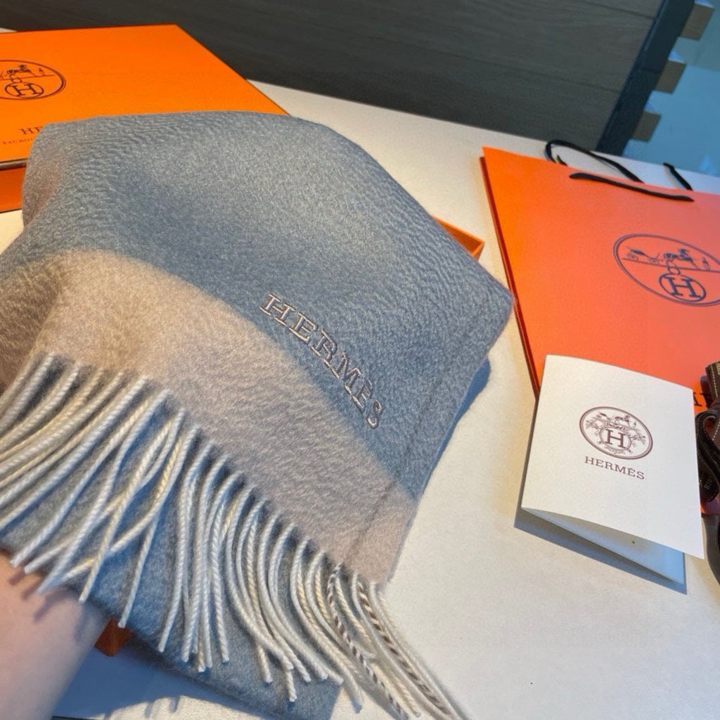 Scarf 180 CM In Light Blue Mix Beige Cashmere 353262