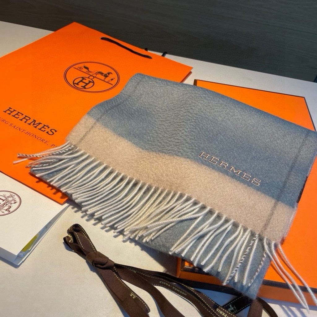 Scarf 180 CM In Light Blue Mix Beige Cashmere 353262