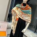 Flagship Scarf 140 CM In White Colorful Cashmere And Mulberry Silk 376505