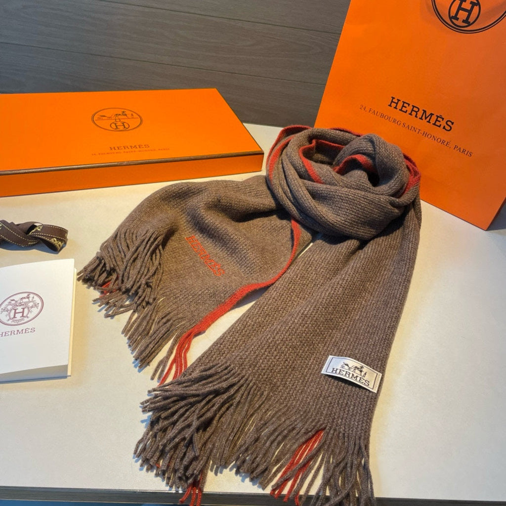 Scarf 180 CM In Brown Mix Red Cashmere 376516