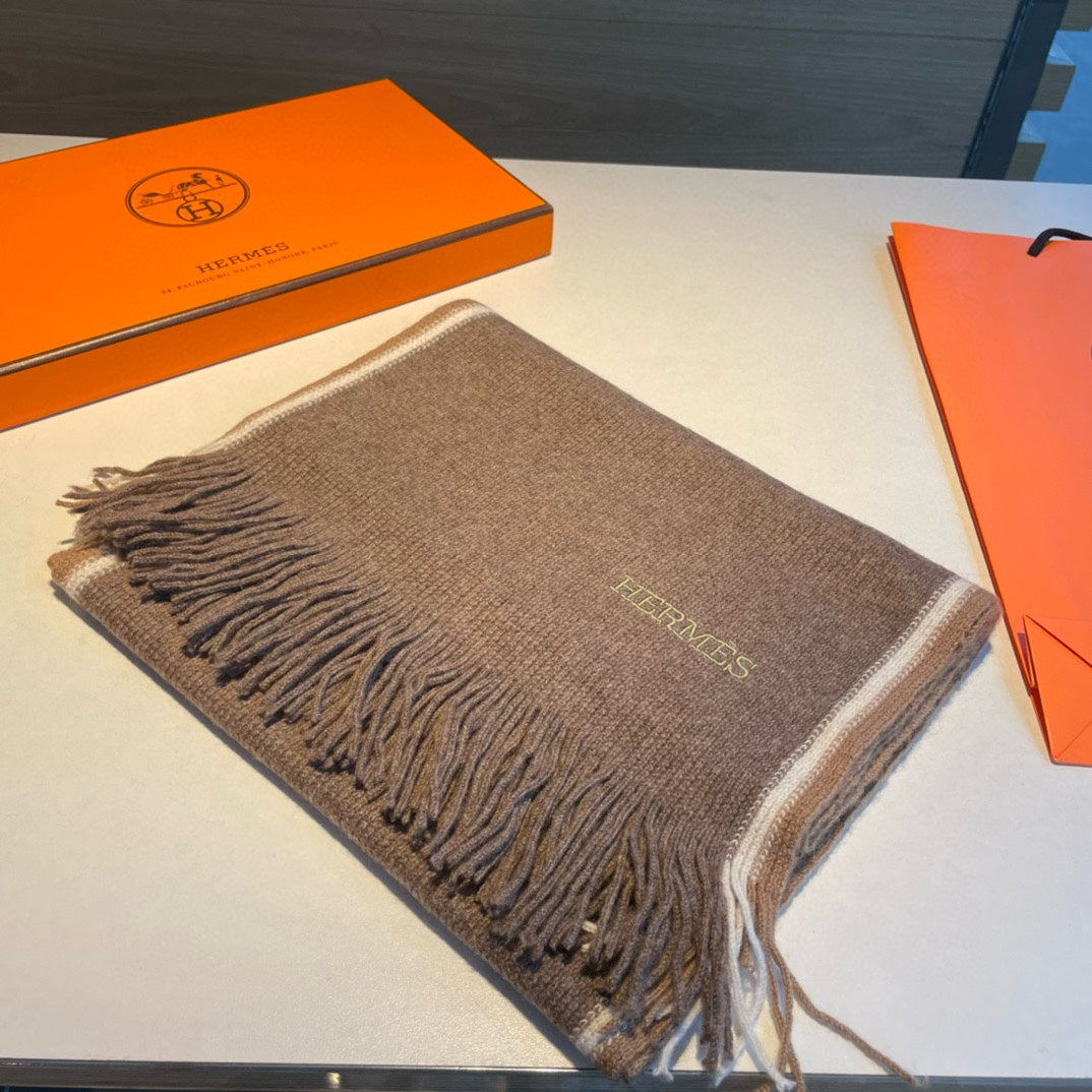 Scarf 180 CM In Brown Mix White Cashmere 376517