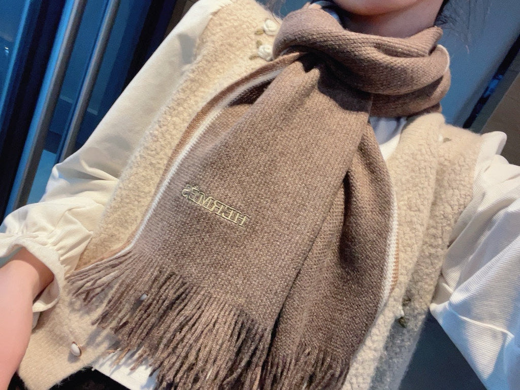 Scarf 180 CM In Brown Mix White Cashmere 376517