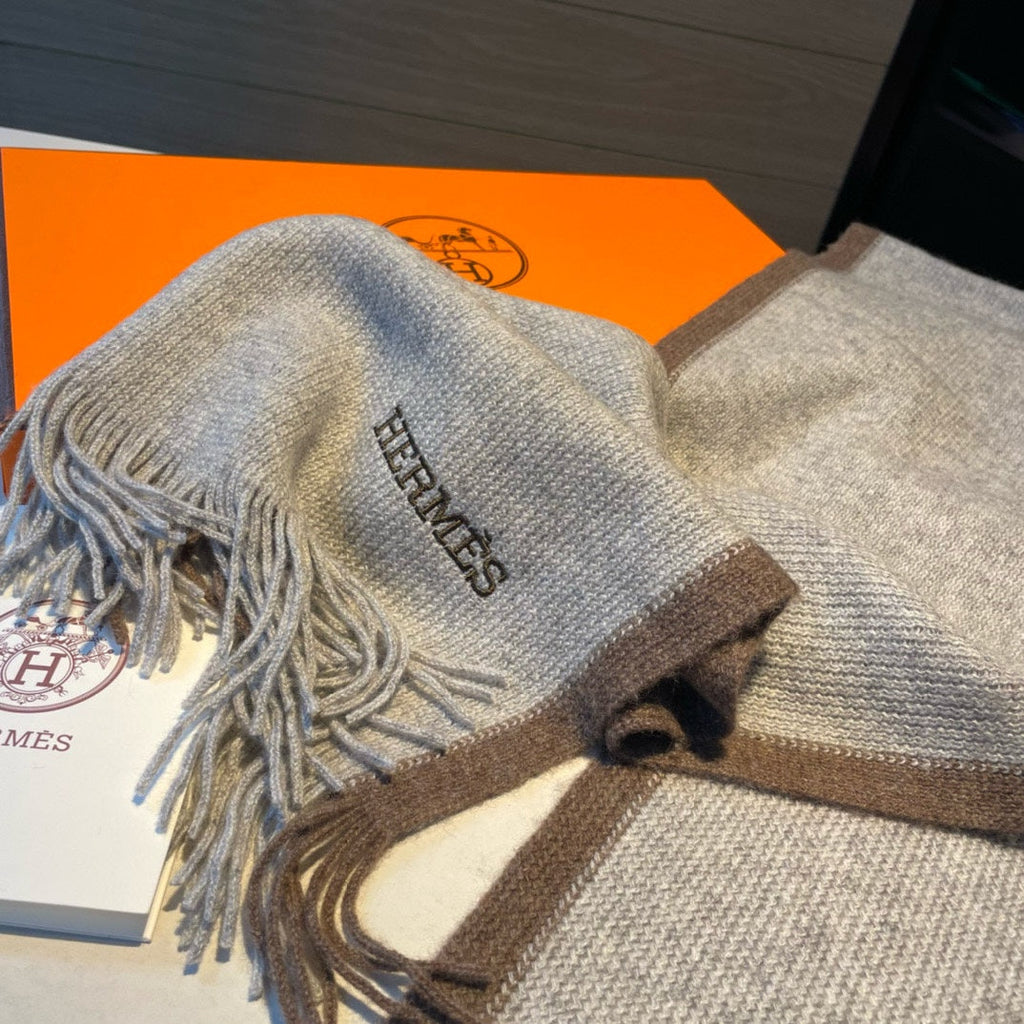 Scarf 180 CM In Grey Mix Brown Cashmere 376518