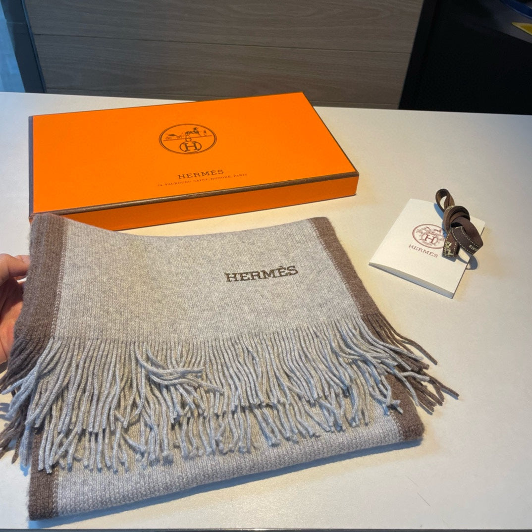 Scarf 180 CM In Grey Mix Brown Cashmere 376518